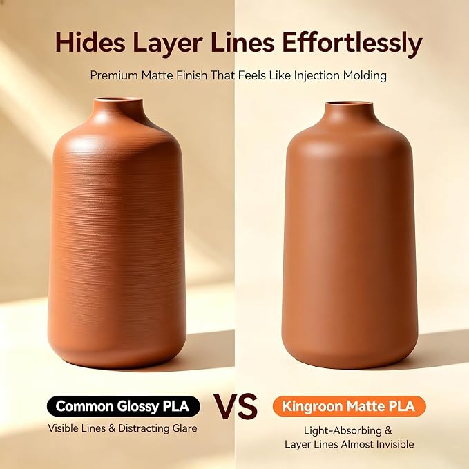 Kingroon Matte PLA Filament 1.75mm 3D Printer Filament Matte Filament 1kg Dimensional Accuracy +/- 0.02 mm (Matte Night Brown)