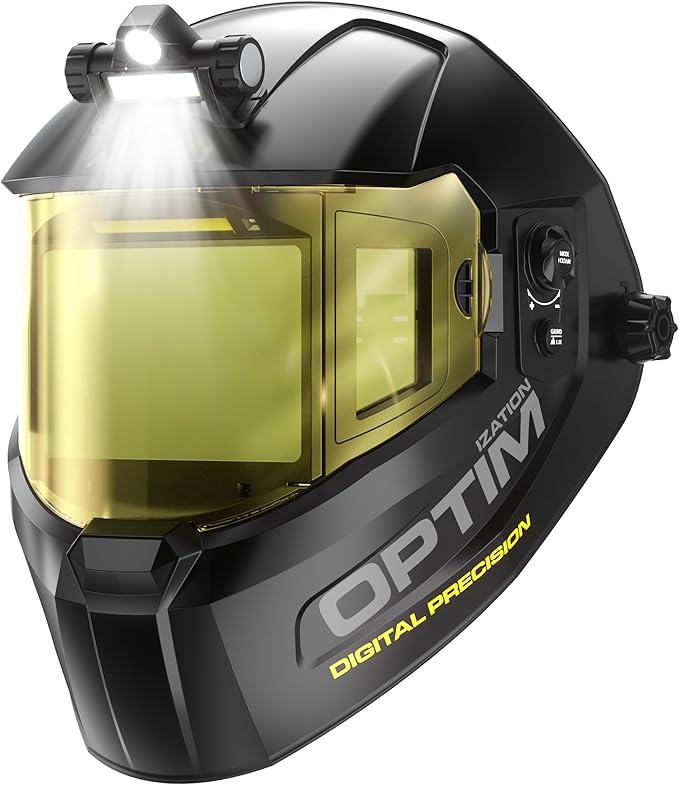 ANDELI Welding Helmet with Light-Full Digital Filter, 7.2"x3.2" Extra Wide Panoramic View Auto Darkening, Type-C Fast Charging True Color Wide Shade 4/5-9/9-13 for Weld Cut Grind