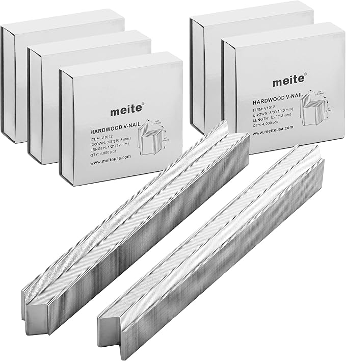 meite Picture Frame Nails 1/2-Inch Length Hardwood V Nails 5-Boxes-Pack | Compatible with V1015B Nailer Joiner Gun, 10.3mm Diameter for Wood Corner Framing