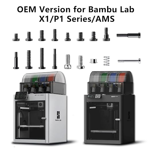 Original Bamboo Lab Screws Kit for X1 / P1 Series & AMS, Complete Assortment for Panels, Motors, Extruder & Hotend, 3D Printer Screws OEM Replacement Kit