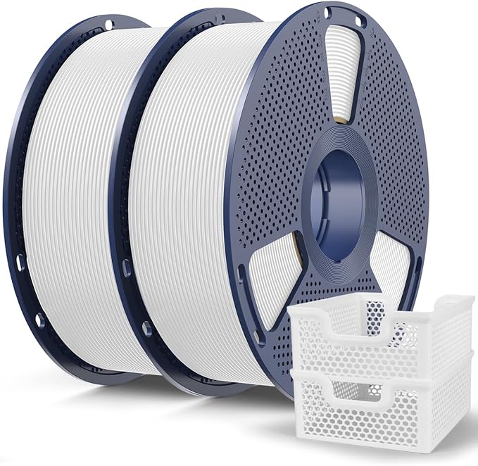SUNLU PLA+2.0 Filament 1.75mm White 2KG, High Speed PLA Plus2.0 Tougher and Stronger 3D Printer Filament Dimensional Accuracy +/- 0.02mm, 2 Pcs 1kg Spool(2.2lbs) Fits for Most FDM 3D Printers