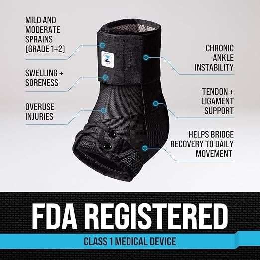 Z ATHLETICS Ankle Brace for Women & Men - Lace Up Adjustable Support with Side Stabilizers for Sprained Ankle, Achilles Tendonitis Relief | Basketball, Volleyball, Running & Sports Recovery