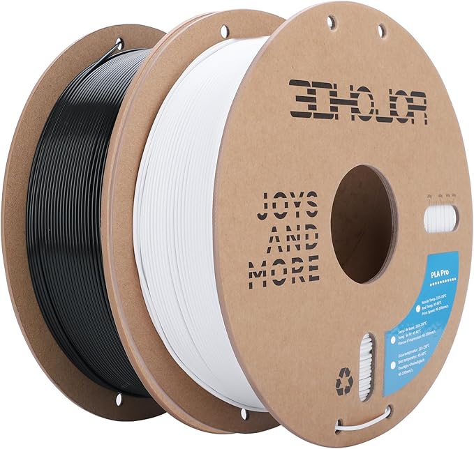 3DHoJor PLA Pro (PLA+) Filament 1.75mm 3D Printing Filament Bundle 1kg*2 (4.4lbs) Dimensional Accuracy +/- 0.03 mm-2 Pack Black+Cold White