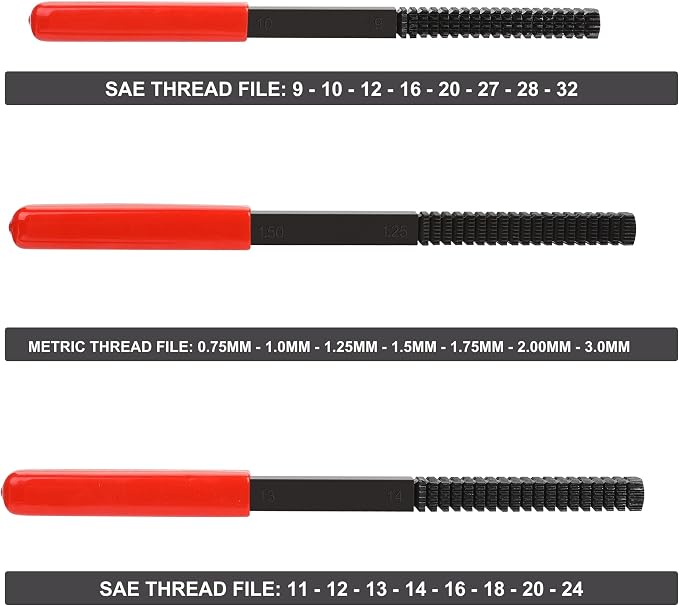Hromee 49-Piece Thread Chaser Set, UNC UNF & Metric Thread Restorer Tool, Thread Cleaner Rethreading Master Kit