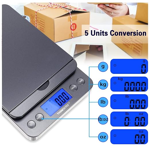 THINKSCALE Shipping Scale, 86lb/0.1oz Postal Scale with Hold and Tare, Scale for Packages, LCD Display, Postage Scale, Mail Scale, Shipping Scale for Small Business, Batteries & AC Adapter