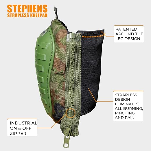 Stephens Strapless Knee Pads for Construction - Heavy Duty Soft Cap Design for Work | Safety Work Gear | Flooring | Roofing | Gardening | Personal Protective Equipment - Cushion Support for Kneeling - Non-Slip Strapless Knee Pad - Eliminate Knee Pain -...