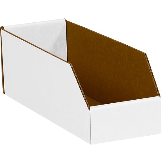 Partners Brand PBINBIN39 Open Top Bin Boxes, 3" x 9" x 4-1/2", Oyster White (Pack of 50)