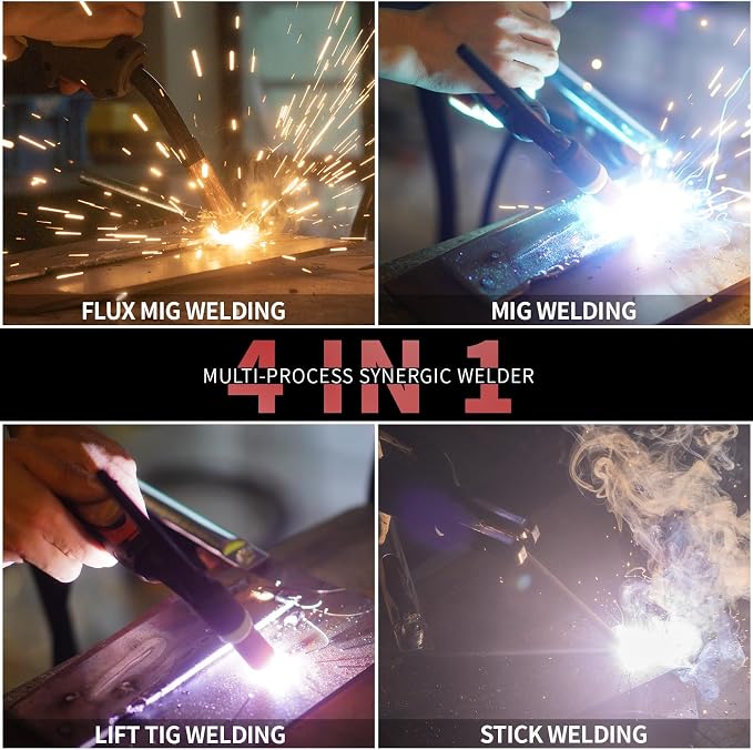 FLUX 135A 110V MIG Welder, 3-in-1 IGBT Inverter for Flux Core/Lift TIG/Stick with LED Display, Arc Force, VRD, Hot Start & Thermal Protection