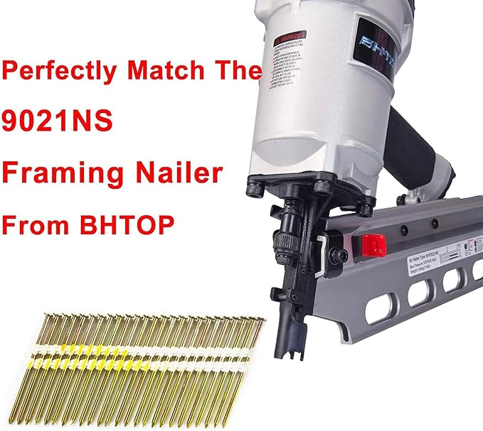 2-3/8 Inch Framing Nails, 21 Degree EG Smooth Shank Plastic Collated Nails for Framing Nailer, 2-3/8 x .131, (2000 per Box)