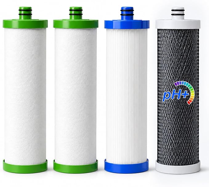 LCF Replacement Water Filter Pack, 1-Year Replacement Set, 4 Filters (2 x PP, 1 x ALK, 1 x UF), Compatible with Waterdrop TST-UF & TST-B 3-Stage Under Sink Systems, Replaces WD-P1, WD-C3 & WD-U2