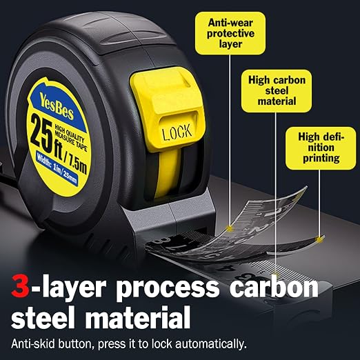 Tape Measure 25 ft, 6 Pack Bulk Easy Read Measuring Tape Retractable, Measurement Tape 25 FT by 1 in