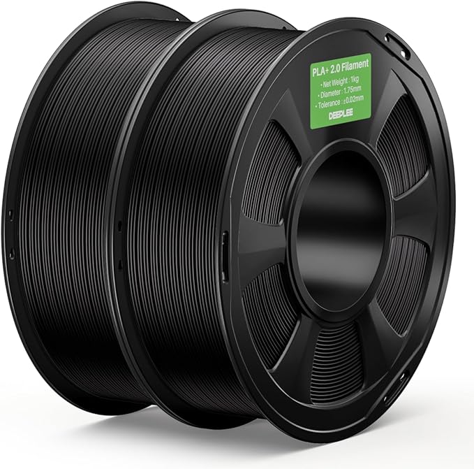 PLA+ 2.0 Filament 1.75mm, Stronger Toughness 3D Printer Filament, Black 2KG, Upgrade PLA Plus 3D Printer Filament, High Speed PLA+ Filament for Most FDM 3D Drucker