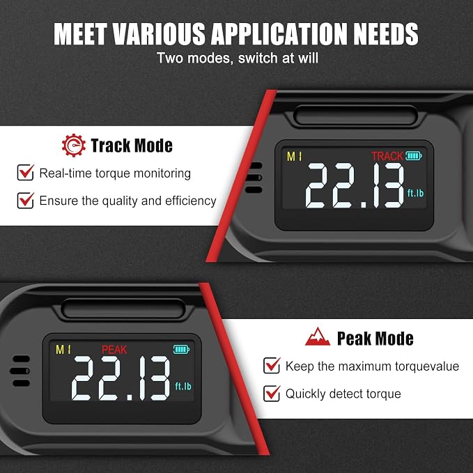 VANPO Digital Torque Wrench 1/4-Inch 1.11–22.13 ft-lb/1.5–30 Nm for Bike | ±2% Accuracy, Electronic Torque Wrench with LCD Display, Audible & Color Feedback, for Spark Plug & Precision Instruments