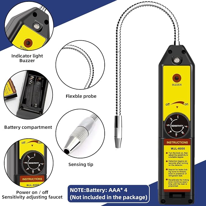 BACOENG 4.5CFM AC Vacuum Pump and Gauge Set, 4 Way HVAC Vacuum Pump Kit with Leak Detector for R134a R410a R22 Refrigerants AUTO/Mini Split Vacuum System, with R134a Quick Couplers, Can Tap & 4 Hoses