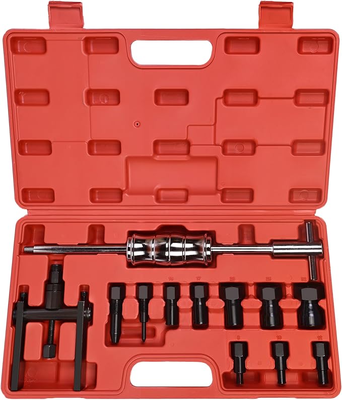 12pcs Motorcycle Blind Hole Bearing Puller Kit, Motorcycle Slide Hammer Puller Set, Pilot Insert Inner Bearing Remover Tool with 8-32mm Collets