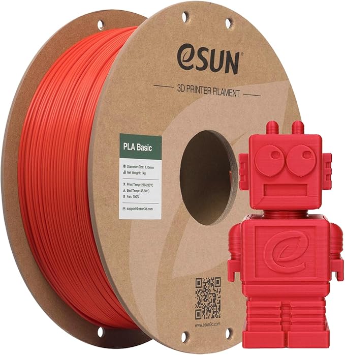 eSUN PLA Basic Filament 1.75mm, 3D Printer Filament High Speed PLA for Fast Printing, 1KG Spool (2.2 LBS) 3D Printing Filament for High Speed 3D Printers, Red