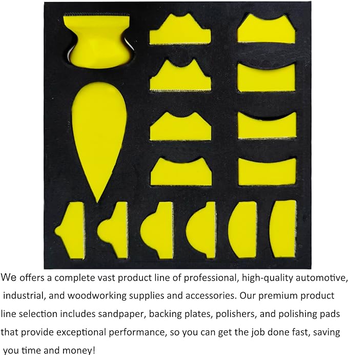 Total 56 PCS Hand Sanding Block Set- 16 PCS Contoured Profile Sander Block + 40 Sheet Sandpaper Kit - Interchangeable Assorted Convex & Concave Shapes for Moldings,Woodworking, Auto Paint and Crafts