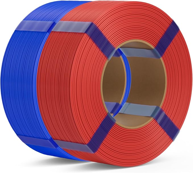PLA Basic Refill Filament 1.75mm, No Spool 3D Printer Filament, Dimensional Accuracy +/- 0.02mm, Fits for Most FDM 3D Printers, 2KG Red/Blue