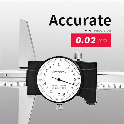 0-150 mm Professional Hook Depth Measuring Calipers, 0.02 mm Ultra Precision, Precision Measuring Tools DRINYOUNG(0-150 mm (Depth dial Caliper with Hook))