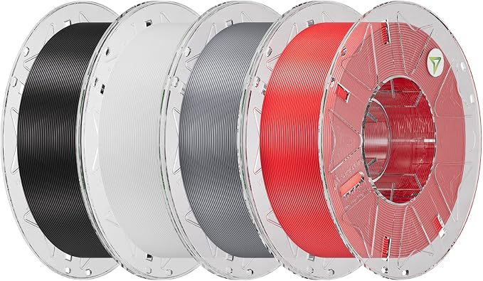 Creality Hyper PLA Filament 1.75mm, RFID 3D Printer Filament PLA for High Speed 30-600mm/s, 4kg(8.8lbs)/Spool Filament Support CFS, Fits for Most 3D Printers, Black & White & Grey & Red
