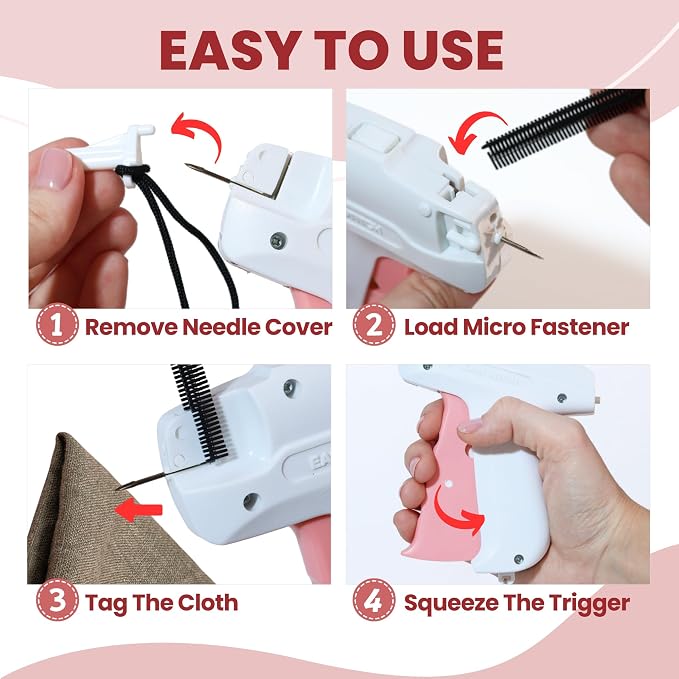 Stitch Gun For Quick Clothing Fixes, Tagging, Sewing and Quilting - Tagging Gun For Clothing Includes Instruction Manual, Drawstring Bag, 1000 Black & 1000 White Fasteners (5mm) - by Easy Stitch