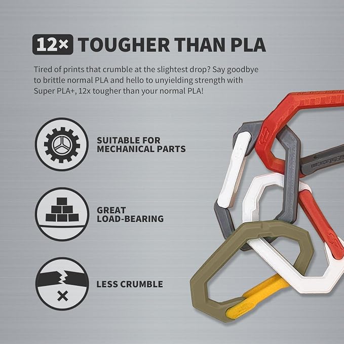 OVERTURE Super PLA+ Filament 1.75mm, Toughness Enhanced PLA Plus, Professional Toughness 3D Printer Filament 1kg (2.2lbs), High Precision +/- 0.02mm (Light Brown)