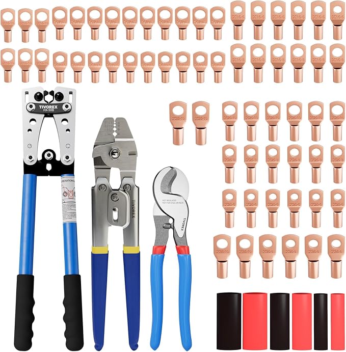 Battery Cable Lug Crimping Tool Kit for AWG 8-1/0 Electrical Lug, Wire Rope Crimping Tool for Aluminum Crimping Loop Sleeves up to 2.2mm
