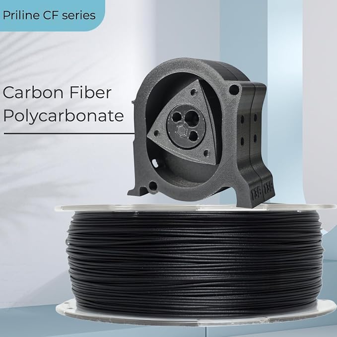 Carbon Fiber Filament, PRILINE Carbon Fiber Polycarbonate 3D Printer Filament 1.75mm, High Strength Carbon Fiber 3D Printing Filament 1kg Spool, Black