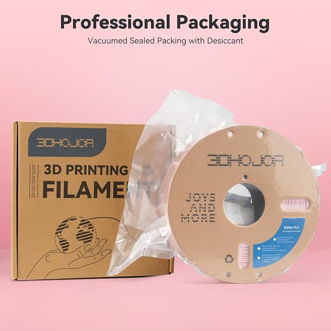 3DHoJor Matte PLA Filament 1.75mm, Upgrade 1kg Cardboard Spool PLA Filament 1.75 PLA 3D Printing Filament, Print with Most 3D Printers Using 3D Filament-Peach Pink