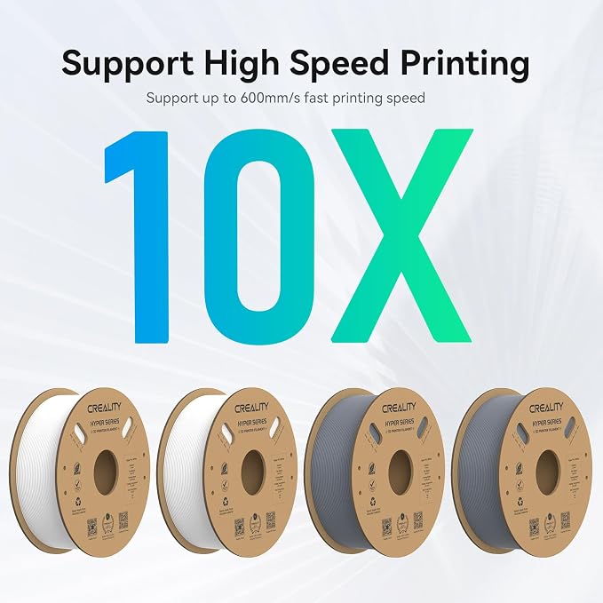 Creality Hyper PLA Filament 1.75mm, 30-600mm/s High Speed 3D Printer Filament, Dimensional Accuracy +/-0.02mm, Fit Most FDM 3D Printers, 4 Pack 1kg Spool(2.2lbs), White & Grey