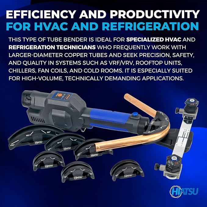 Hiatsu CTH-E999 Cordless Hydraulic Tube Bender for Copper & Aluminum, 1/4”–7/8”, 12V Battery Powered, HVAC & Refrigeration Tool