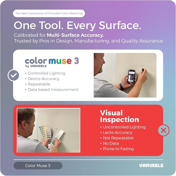COLOR MUSE 3 Portable Color Matching and Paint Scanner Device with Protective Travel Case – Wireless Digital Colorimeter Sensor for Accurate Color - Pocket-Sized, Easy Carry, Indoor/Outdoor Projects
