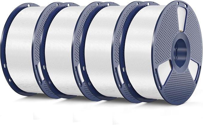 SUNLU Silk PLA Filament 4KG, Smooth Silky Surface, PLA Silk Filament 1.75mm, Dimensional Accuracy +/- 0.02mm, 1kg Spool(2.2lbs), Silk White x4, Total 4KG