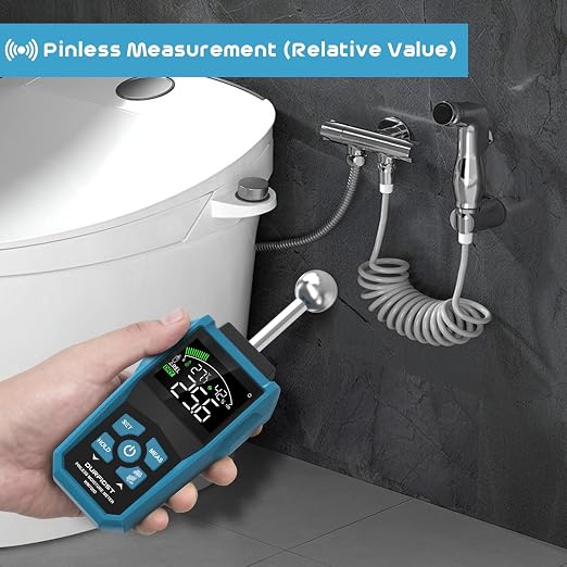 DURFICST Pin&Pinless Moisture Meter with Color LCD & Acoustic Alarm, Detects 20-40 mm Walls, Wood, Masonry, Concrete & Other Building Materials
