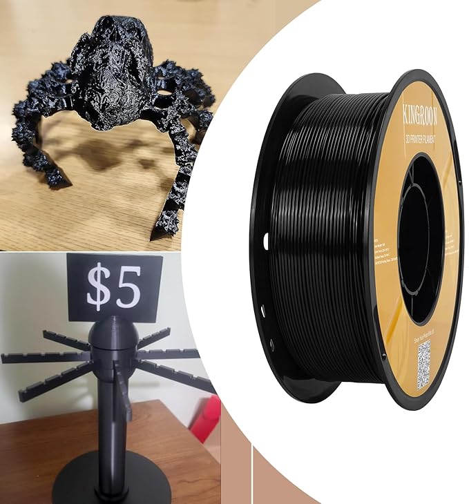 Kingroon High Speed PETG 3D Printer Filament 1.75mm, 3D Printer Rapid Filament for 30-600mm/s Hyper Printing Filament, Dimensional Accuracy +/- 0.03 mm, 1kg Plastic Spool(2.2lbs) (Black)