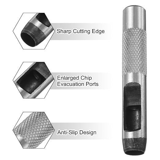 HARFINGTON Leather Round Hole Punch, 11mm Hollow Hole Puncher Cutter Carbon Steel Circle Hole Punching Cutting Tool for Belt/DIY Leather Craft