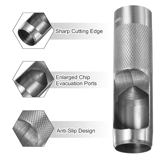 HARFINGTON Leather Round Hole Punch, 26mm Hollow Hole Puncher Cutter Carbon Steel Circle Hole Punching Cutting Tool for Belt/DIY Leather Craft