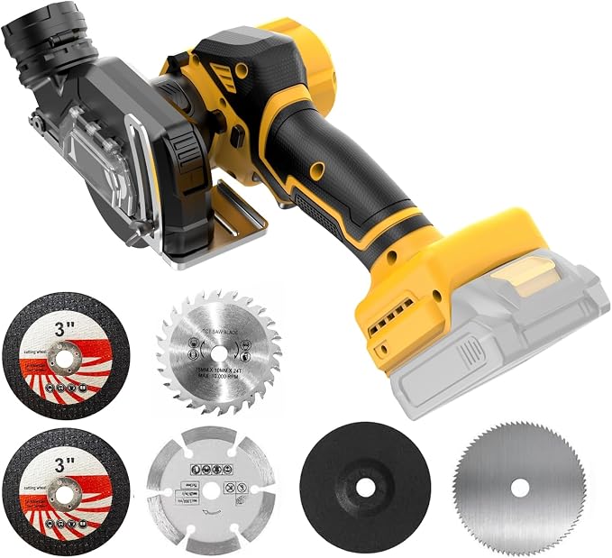 Cordless Cut Off Tool Compatible With DeWalt 20V MAX Battery(NO Battery) 3" Brushless Mini Circular Saw with Blades,19000RPM,Removable Dust Cover for Metal/Wood/Tile/Plastic | 3" Brushless Mini Cordless Cut Off Tool with Blades,19000RPM,Removable Dust ...