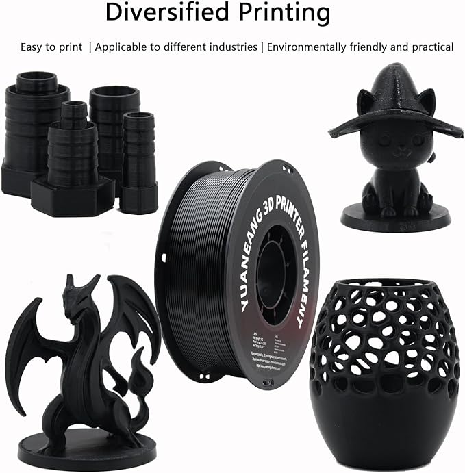 ABS 3D Printer Filament 1.75mm Black, 1kg Spool, Strong & Durable ABS Material, High Heat Resistance, Low Warping, ±0.03mm Precision, Ideal for Functional Parts, Enclosures
