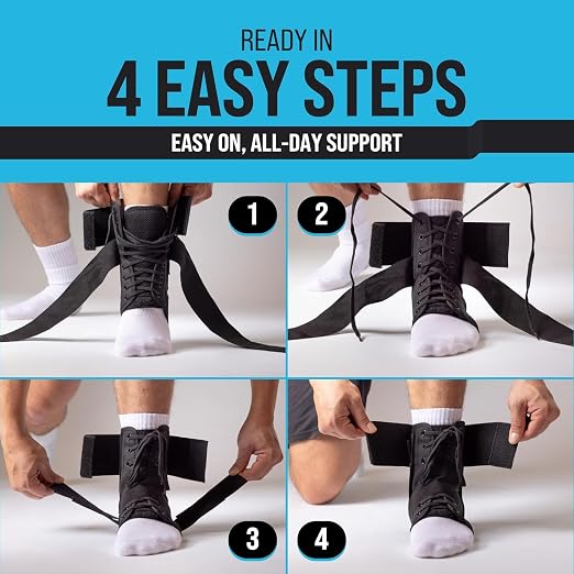 Z ATHLETICS Ankle Brace for Women & Men - Lace Up Adjustable Support with Side Stabilizers for Sprained Ankle, Achilles Tendonitis Relief | Basketball, Volleyball, Running & Sports Recovery