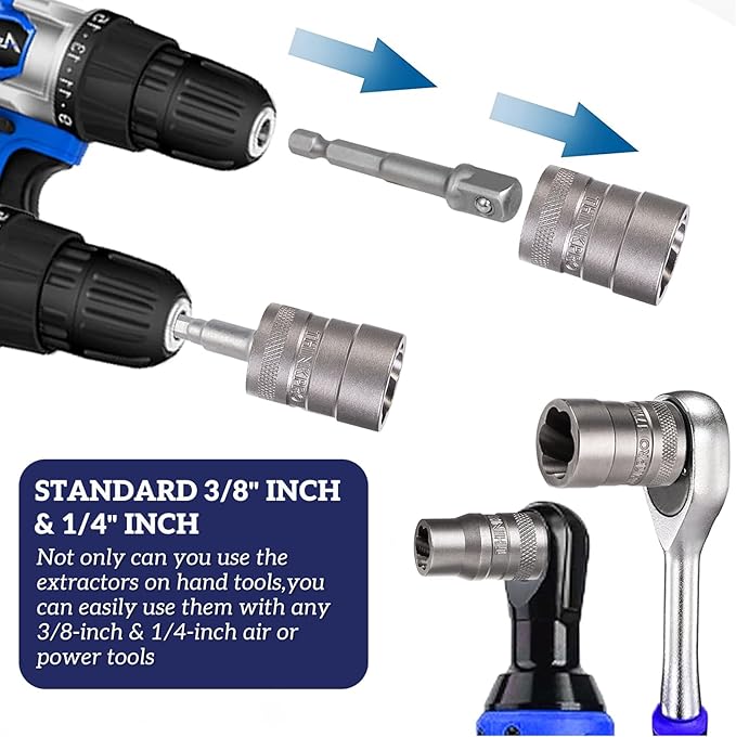 Bolt Extractor Kit, 32PCS Rounded Bolt Remover, Extractor Socket Set for Removing Damaged, Frozen, Rusted, Rounded-Off Bolts, Nuts & Screws