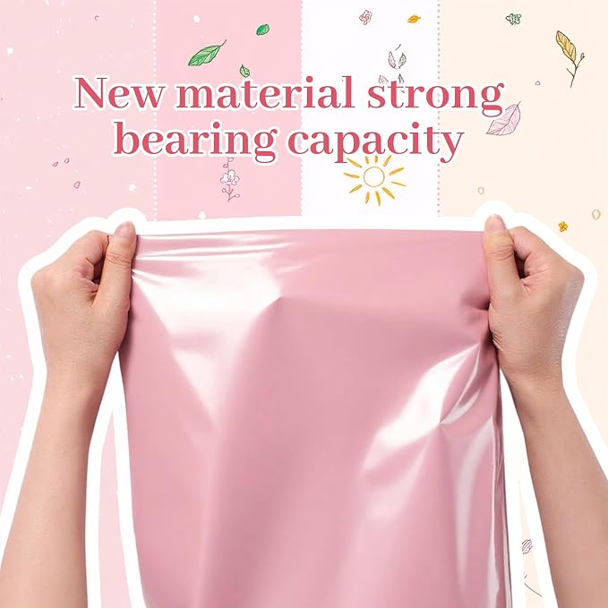 Outus 240 Pcs Poly Mailers Variety Size Pack Mailing Shipping Bags Assorted Sizes Shipping Envelopes Self Adhesive Waterproof and Tear Proof Packaging Bags for Clothing Book Gift(Pink,6 Sizes)