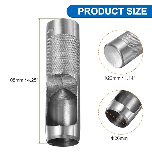 HARFINGTON Leather Round Hole Punch, 26mm Hollow Hole Puncher Cutter Carbon Steel Circle Hole Punching Cutting Tool for Belt/DIY Leather Craft
