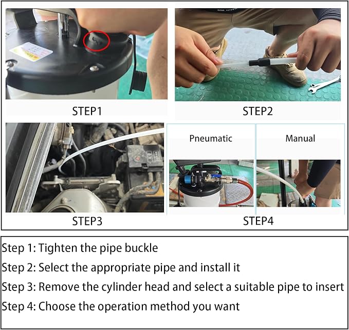 6.5L Oil Extractor - Pneumatic/Manual Vacumm Fluid Extractor Fluid Change Pump with Extended Oil Suction Hose and A Brake Bleeding Hose for Automotive Fluids Vacuum Evacuation