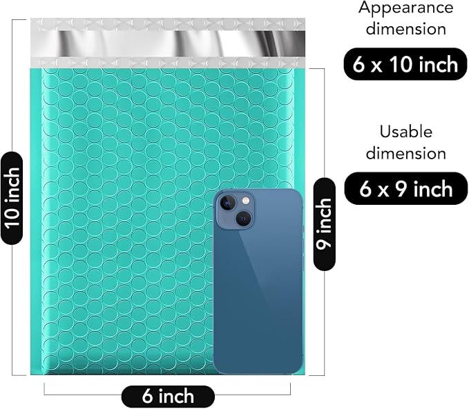 Fuxury Bubble Mailers 6x10" Teal Padded Envelopes 1000Pack Strong Adhesion Thick Padded Mailers for Small Business Mailing Small Items,Jewelry,Makeup