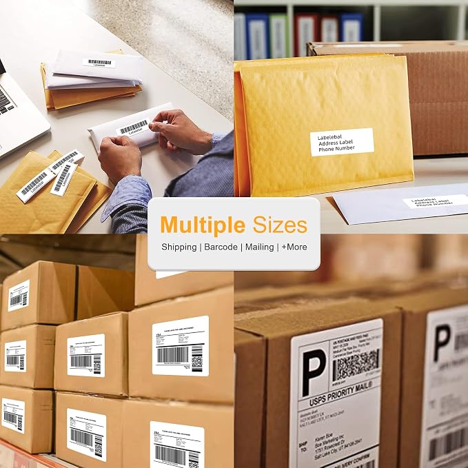 【2000 Labels/4 Stacks】 Labelebal 4" x 6" Fanfold Direct Thermal Labels (101mm x 152mm) Shipping Address Mailing Postage Labels Compatible for Zebra & Rollo Printer Adhesives (500 Labels/Stack)