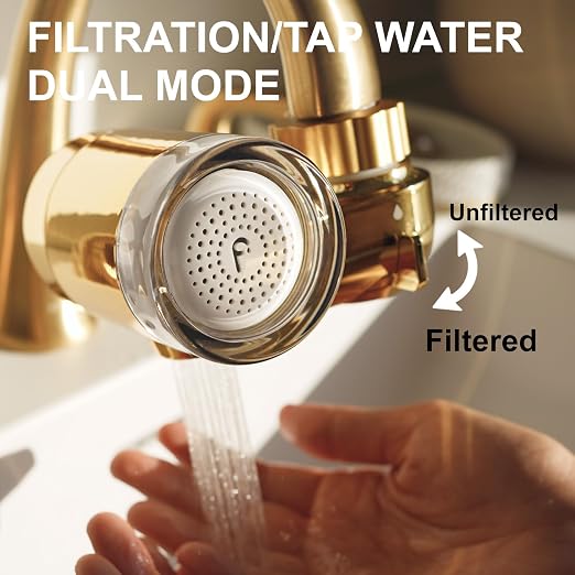 Filterbaby Skincare Filter 2.0, Bathroom Sink Filter Faucet for Skin Care | 99.9% Chlorine Removal – 0.000001 mm Carbon Fiber, Clinically Tested, Skin Hydration in 2 Weeks (Shiny Gold)