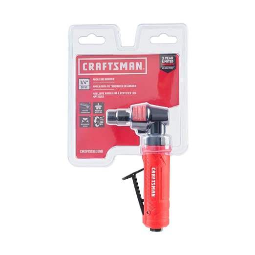 CRAFTSMAN 1/4-in Angle Die Grinder with Spindle Lock, 21,000 RPM High-Speed Power, Angled Head for Tight Areas, Built-in Muffler, Ergonomic Insulated Handle