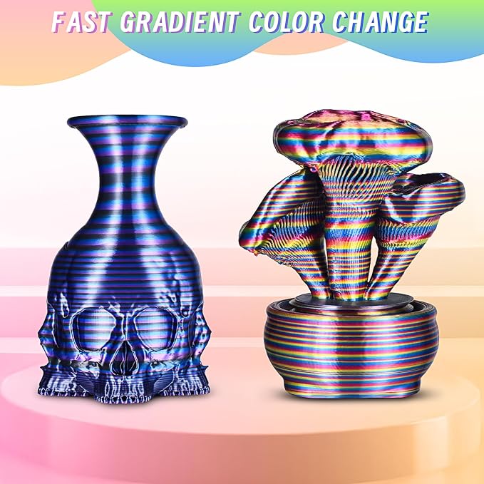 ERYONE PLA Filament 3D Printer Filament Bundle Multicolor 1.75mm +/- 0.03mm, PLA Filament 250g Spool, 4 Rolls, Silk Rainbow Twist