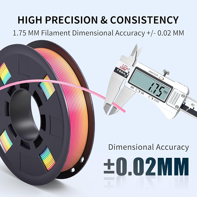 RAMBERY Silk Matte Rainbow 3D Printer Filament PLA 1.75mm, 4-Pack | Fast Color Change, Toughness Upgraded, 200g x 4 Spools, 1.76 lbs Total, Multicolor